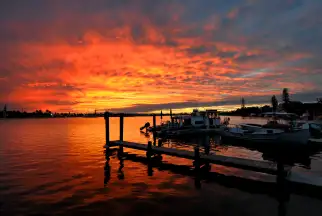 A jetty in Key West at sunset