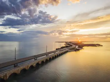 The Oversea Highway at sunset